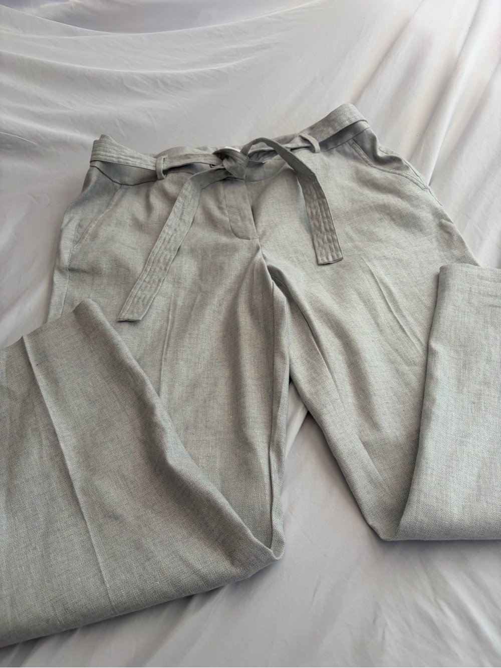 LOFT Women's Linen Blend Light Gray Pants Size 12 NWT